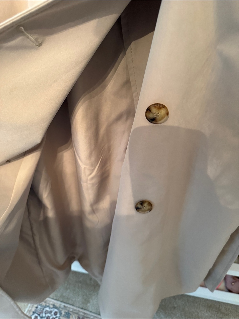 H&M Light Blush Double-Breasted Trench Coat with Waist Tie - Picture 10 of 12